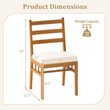 Solid Acacia Wood Patio Chair Set of 2 Armless Chair-White
