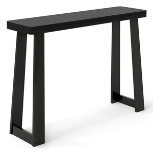 Solid Rubber Wood Console Table 43inch Narrow Entryway Table with Thick Tabletop and Stable Base-Black