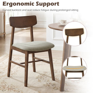 Solid Rubber Wood Dining Chairs Set of 4 with Curved Backrest-Walnut