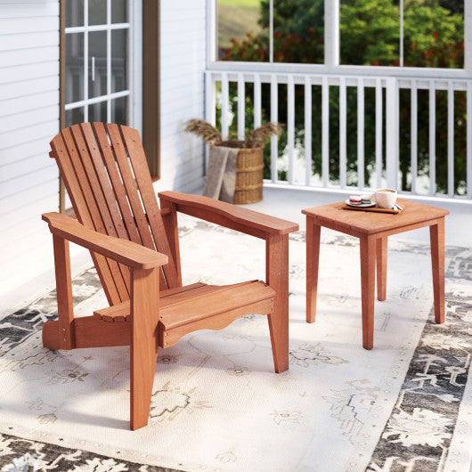 Solid Wood Adirondack Chair with High  Backrest and Wide Armrests