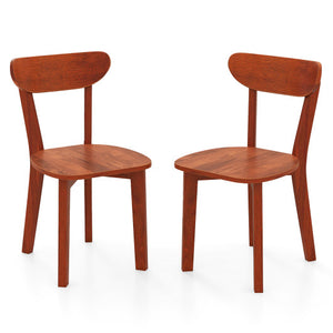 Solid Wood Dining Chair Set of 2 with Curved Backrest and Rubber Wood Frame-Espresso