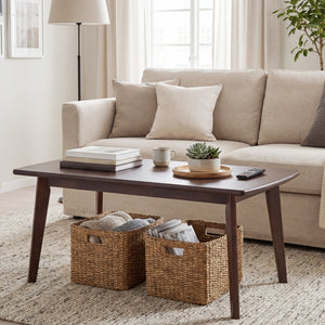 Solid Wood Modern Coffee Table with Tapered Legs-Walnut