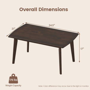 Solid Wood Modern Coffee Table with Tapered Legs-Walnut