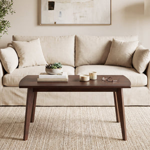 Solid Wood Modern Coffee Table with Tapered Legs-Walnut