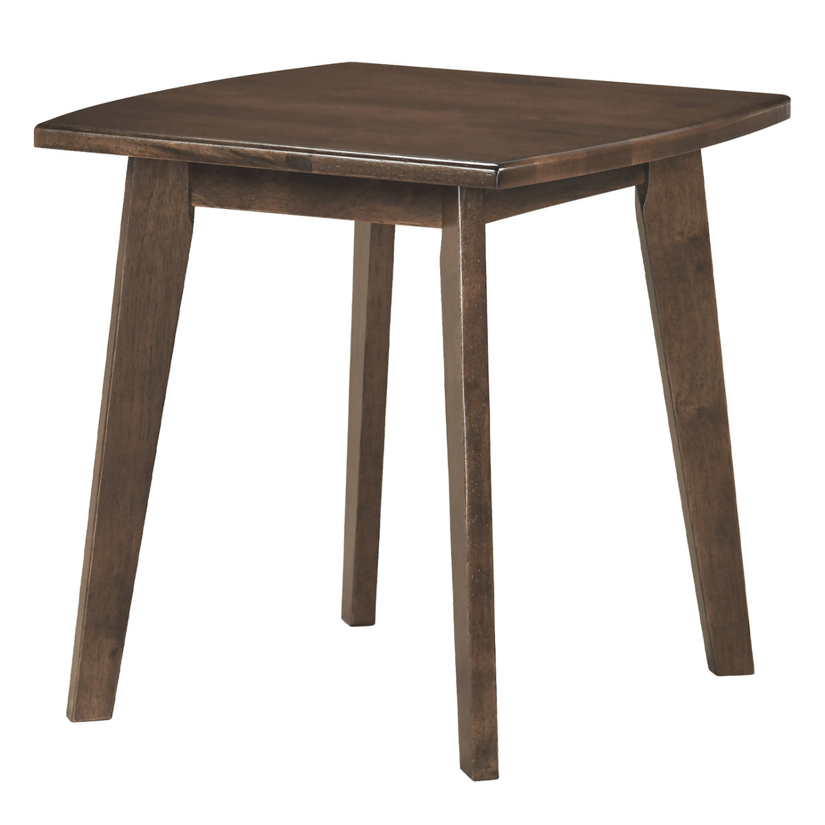 Solid Wood Side Table Square End Table with Thickened Top and Curved Edge-Walnut