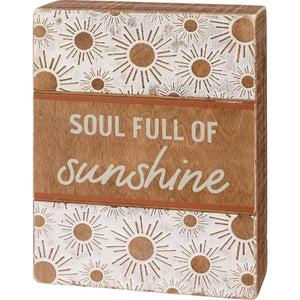 Soul Full Of Sunshine Wooden Box Sign | Boho Sunburst Home Decor