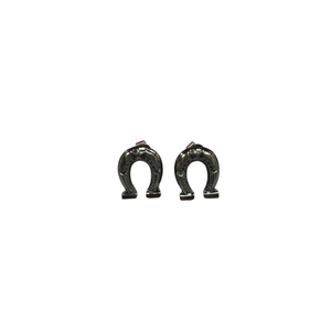 Sourpuss Earrings | Horseshoe Studs Black Gunmetal | Rockabilly Lucky Charm Jewelry