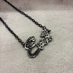 Sourpuss “Evil” Pendant Necklace with Black Rhinestones Gothic Statement Jewelry