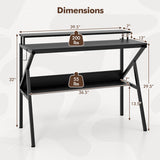 Space Saving Computer Desk with Monitor Stand and Extra Storage Shelf for Work Study-Black