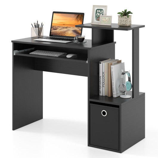 Space-saving Computer Desk with Pull-out Keyboard Tray-Black