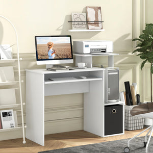 Space-saving Computer Desk with Pull-out Keyboard Tray-White
