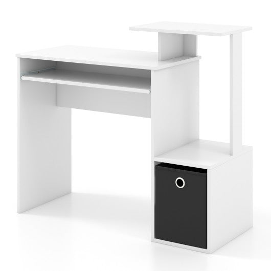Space-saving Computer Desk with Pull-out Keyboard Tray-White