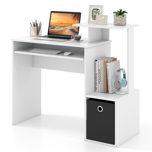 Space-saving Computer Desk with Pull-out Keyboard Tray-White