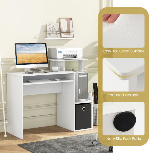 Space-saving Computer Desk with Pull-out Keyboard Tray-White
