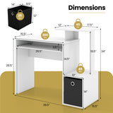 Space-saving Computer Desk with Pull-out Keyboard Tray-White