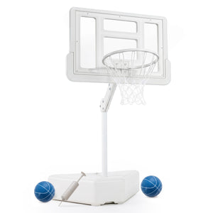 Splash & Shoot Pool Basketball Hoop with Adjustable Height & 2 Balls and Pump-White