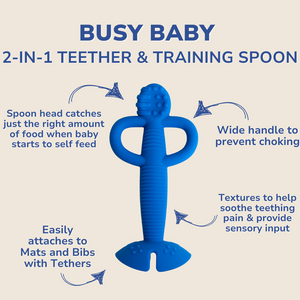 2-in-1 Teether & Training Spoon BLUE