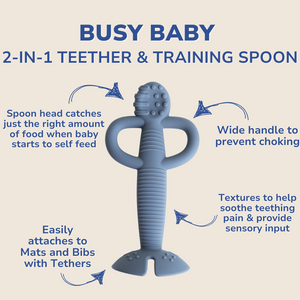 2-in-1 Teether & Training Spoon PEWTER