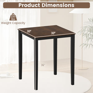 Square Dining Table with Solid Wood Frame for 4-Person-Black