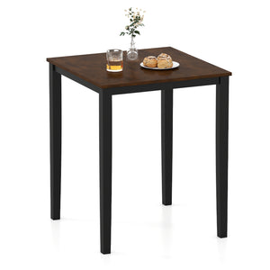 Square Dining Table with Solid Wood Frame for 4-Person-Black