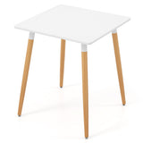 Square Dining Table with Adjustable Foot Pads for Dining Room Kitchen-White