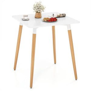 Square Dining Table with Adjustable Foot Pads for Dining Room Kitchen-White