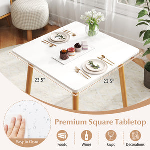 Square Dining Table with Adjustable Foot Pads for Dining Room Kitchen-White