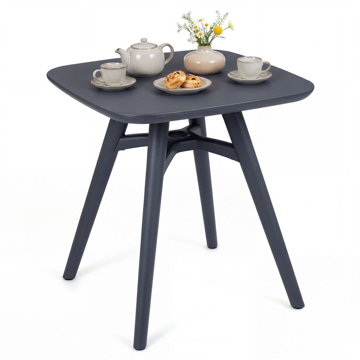 Square Outdoor Dining Table All-Weather Plastic Patio Bistro Table for 4-Gray
