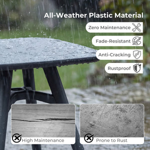 Square Outdoor Dining Table All-Weather Plastic Patio Bistro Table for 4-Gray