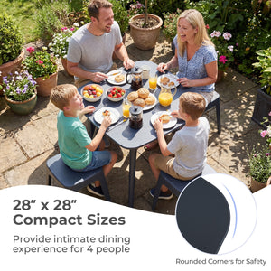 Square Outdoor Dining Table All-Weather Plastic Patio Bistro Table for 4-Gray