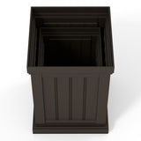 Square Plastic Planters Set of 2 Small Flower Pots with Drainage Holes and Nesting Design-Brown