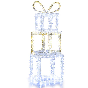Stacked Lighted Gift Boxes Set of 3 Pre-Lit Christmas Present Box Lights