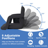 Stadium Seat for Bleachers with Back Support 6 Adjustable Positions-Black