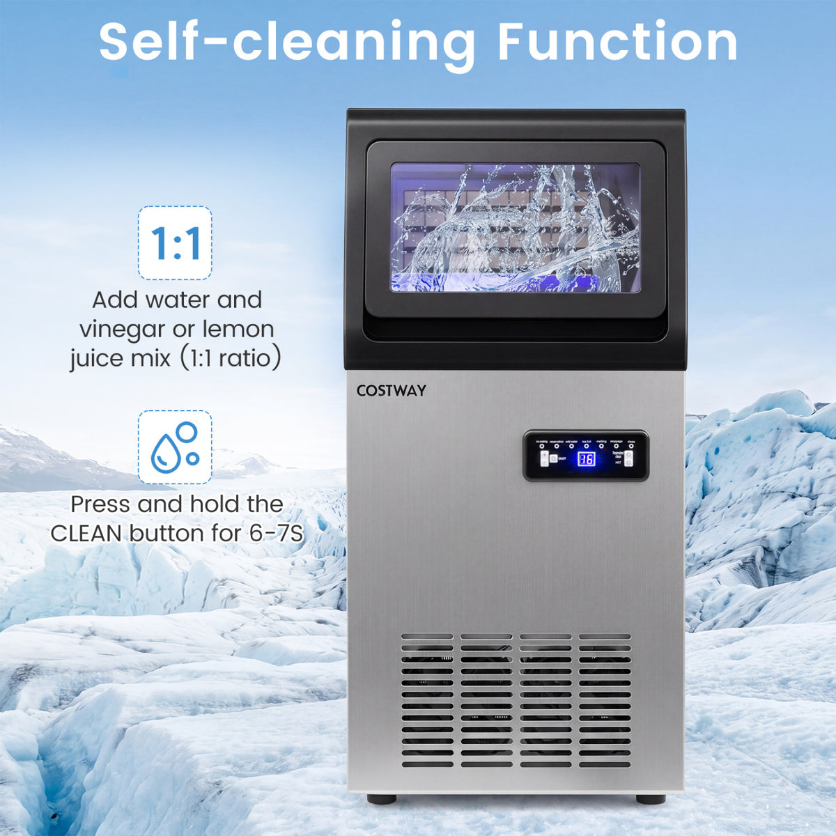 Stainless Steel Commercial Ice Maker 110 lbs/24H