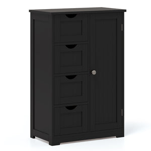 Standing Indoor Wooden Cabinet with 4 Drawers-Black