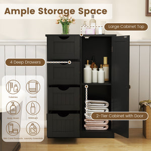Standing Indoor Wooden Cabinet with 4 Drawers-White