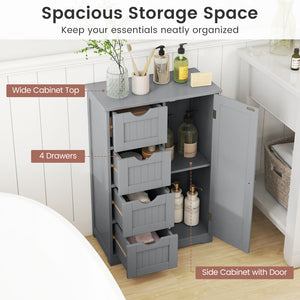 Standing Indoor Wooden Cabinet with 4 Drawers-Gray
