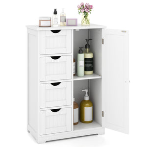 Standing Indoor Wooden Cabinet with 4 Drawers-White