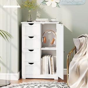 Standing Indoor Wooden Cabinet with 4 Drawers-White
