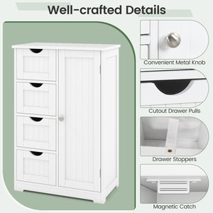 Standing Indoor Wooden Cabinet with 4 Drawers-White