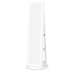 Standing Jewelry Cabinet with Adjustable LED Lights-White