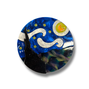 Starry Night Van Gogh Inspired Acetate Large Format Pin Brooch