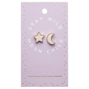 Stay Wild Moon Child Stud Earrings | Mismatched Moon and Star Earrings | Gift for Her