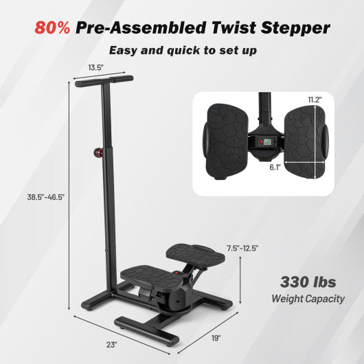 Steppers for Exercise Twist Stair Stepper Workout Equipmen-Black