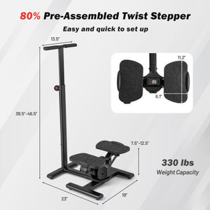 Steppers for Exercise Twist Stair Stepper Workout Equipmen-Black