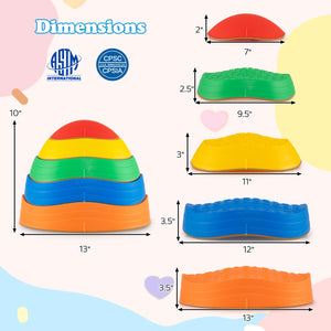 Stepping Stones for Kids 5 PCS Non-Slip Balance Stones with Storage Bag-Multicolor