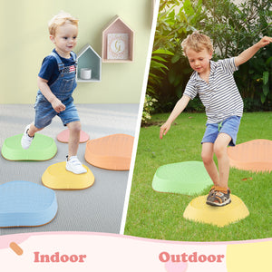 Stepping Stones for Kids 5 PCS Non-Slip Balance Stones with Storage Bag-Macaron