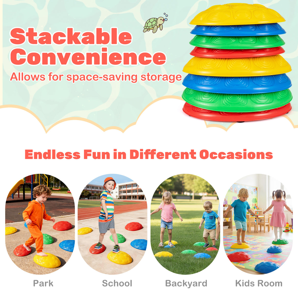 Stepping Stones for Kids 8 PCS Non-Slip Toddler Stepping Stones Balance Sensory Toys-Multicolor