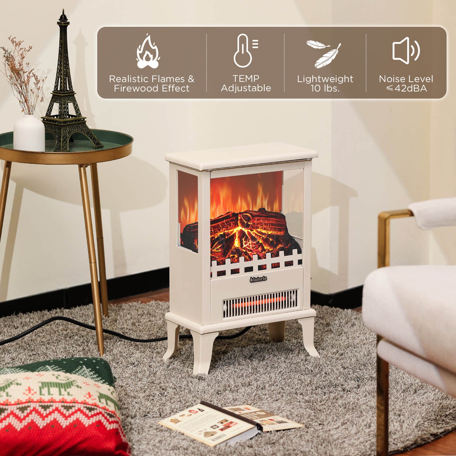 Suburbs TS17Q Electric Fireplace Stove Heater