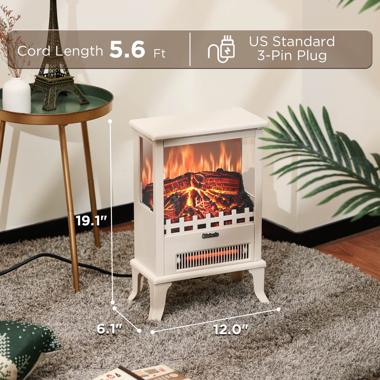 (Open Box) Suburbs TS17Q Electric Fireplace Stove Heater